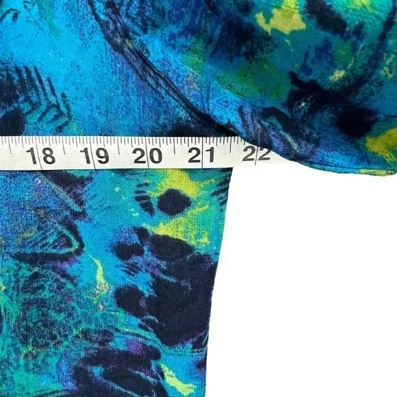 Chico's long jacket sz 2 sz 12 floral print green blue black sheer EUC - Picture 5 of 14